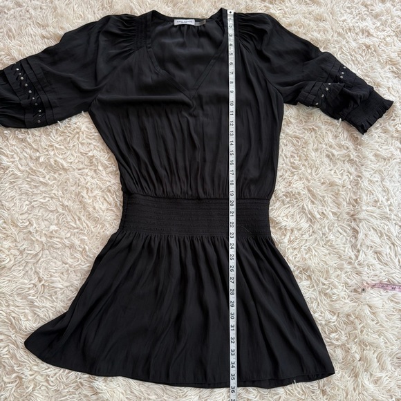 RAMY BROOK Aubree Studded 3/4 Sleeve Tunic Dress drop elastic waist black SZ M - Picture 7 of 9